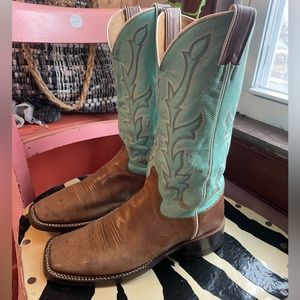 Rare Justin Turquoise Blue Leather cowboy / cowgirl boots